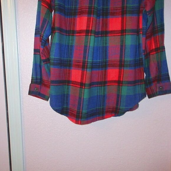 Maurices Patchwork Plaid Flannel Shirt Size S Button Up Oversized Artsy NWT - Picture 9 of 11